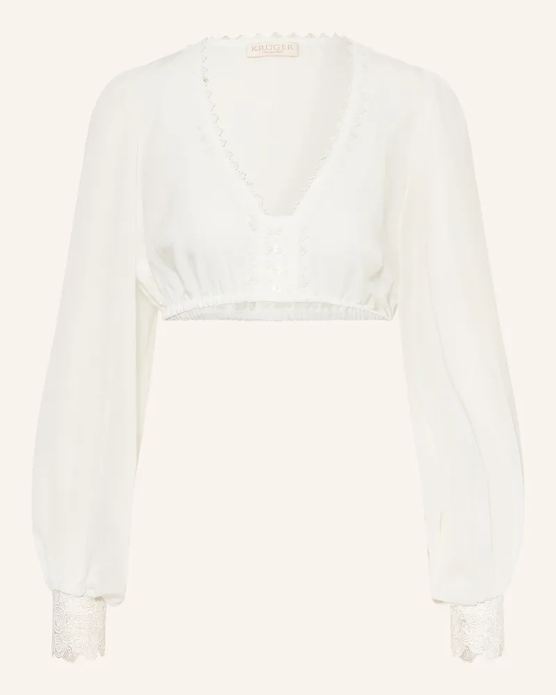 Krüger Dirndlbluse Hermine Mit Spitze weiss Weiss