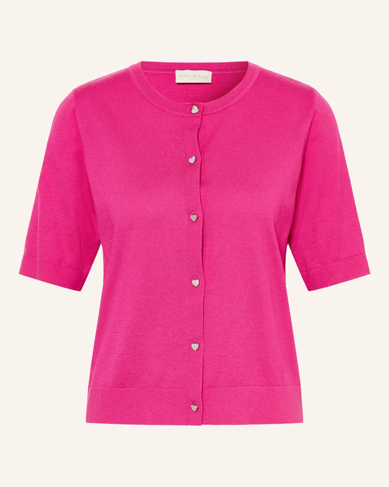 Milano Italy Strickjacke Mit Schmucksteinen pink Pink