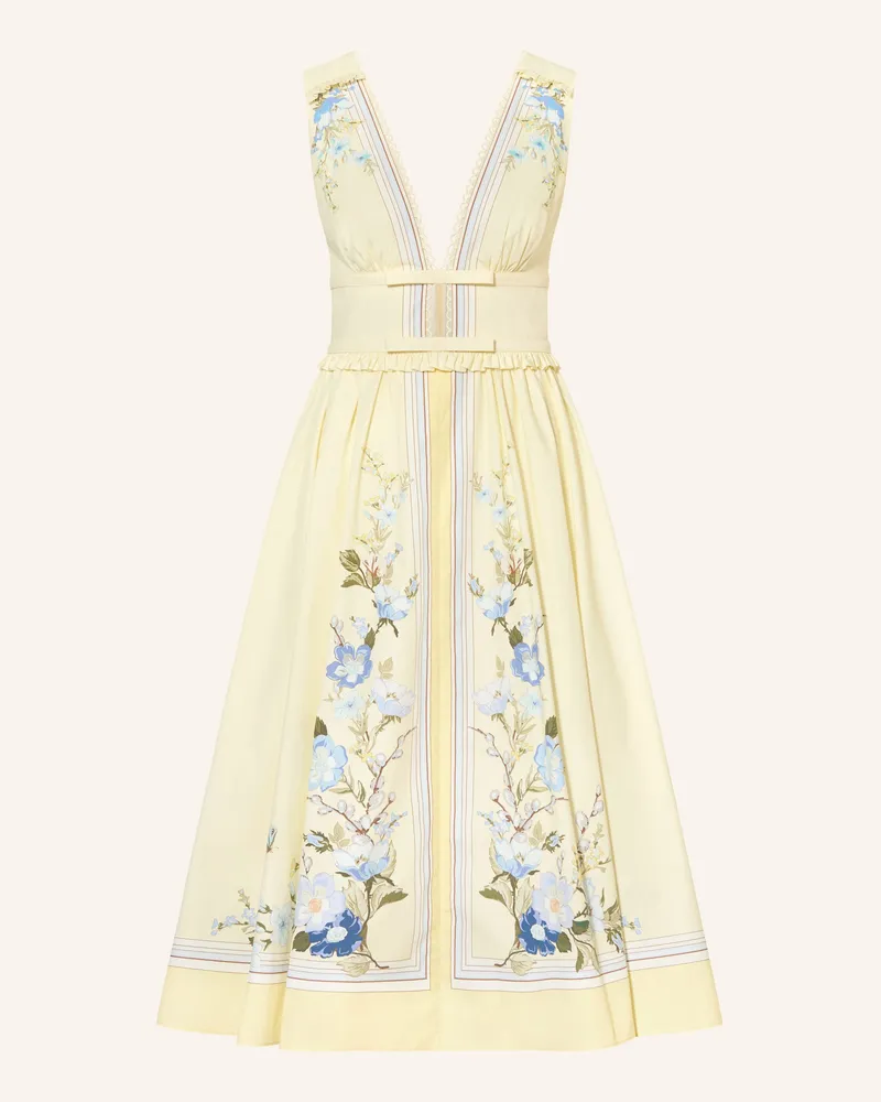 Self-Portrait Kleid mit Rüschen Hellgelb