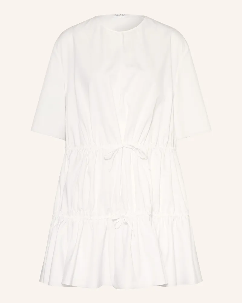 Alaïa Kleid mit 3/4-Arm Weiss