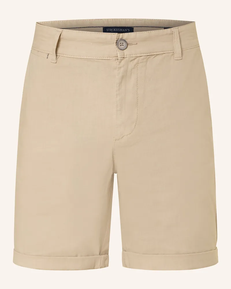 Strokesman's Chinoshorts Slim Fit mit Leinen Beige