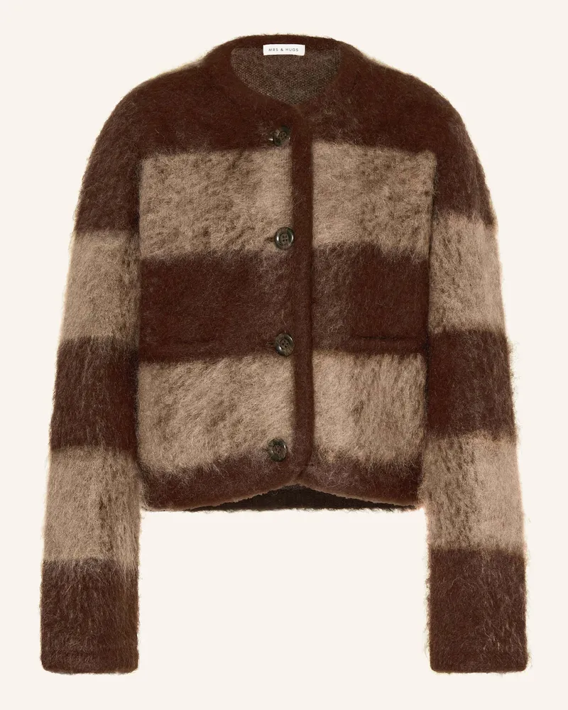 Mrs & HUGS Strickjacke mit Mohair Braun