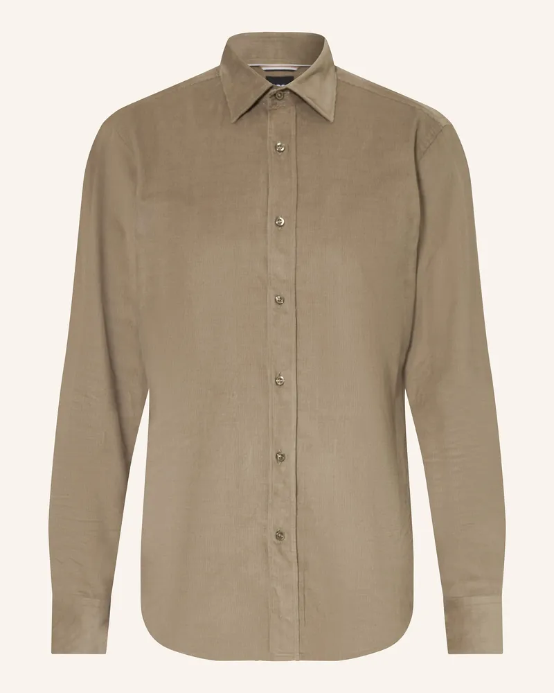 HUGO BOSS Cordhemd C-JOE Regular Fit Oliv
