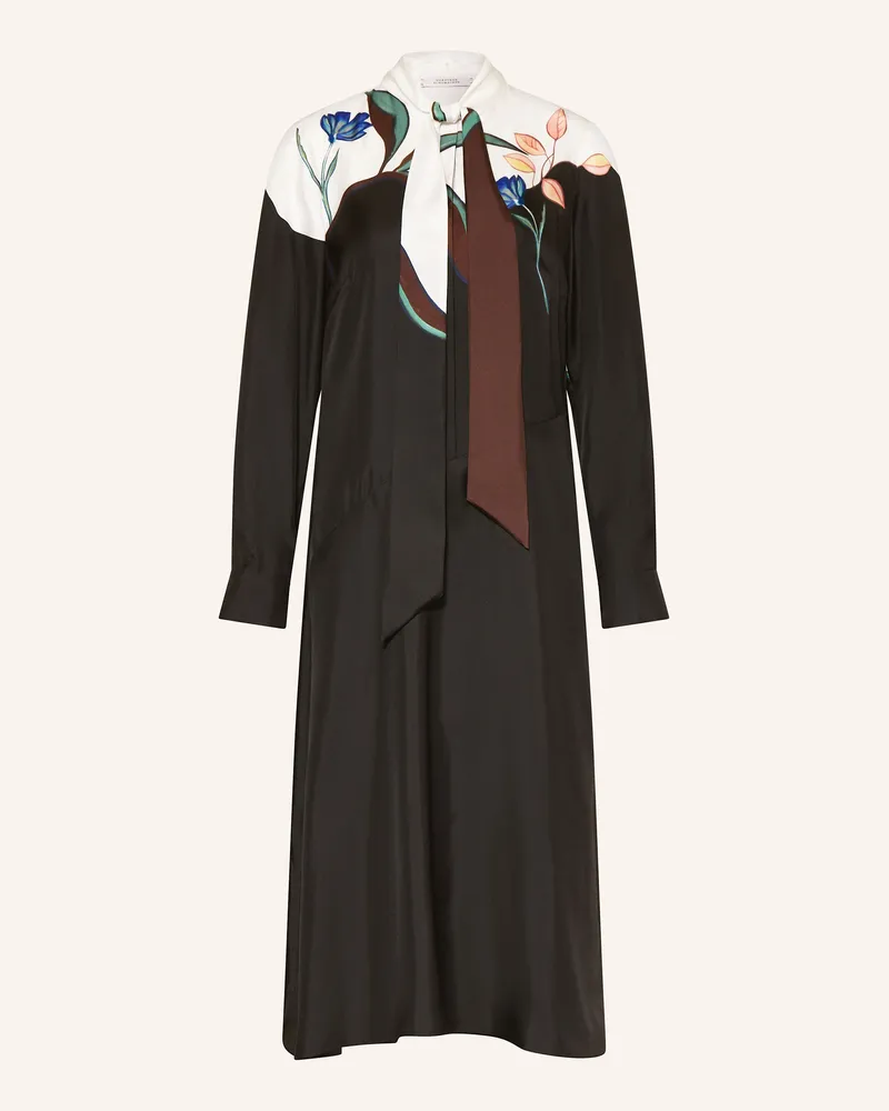Dorothee Schumacher Seidenkleid SEDUCTIVE BLOOM mit abnehmbarer Schluppe Schwarz
