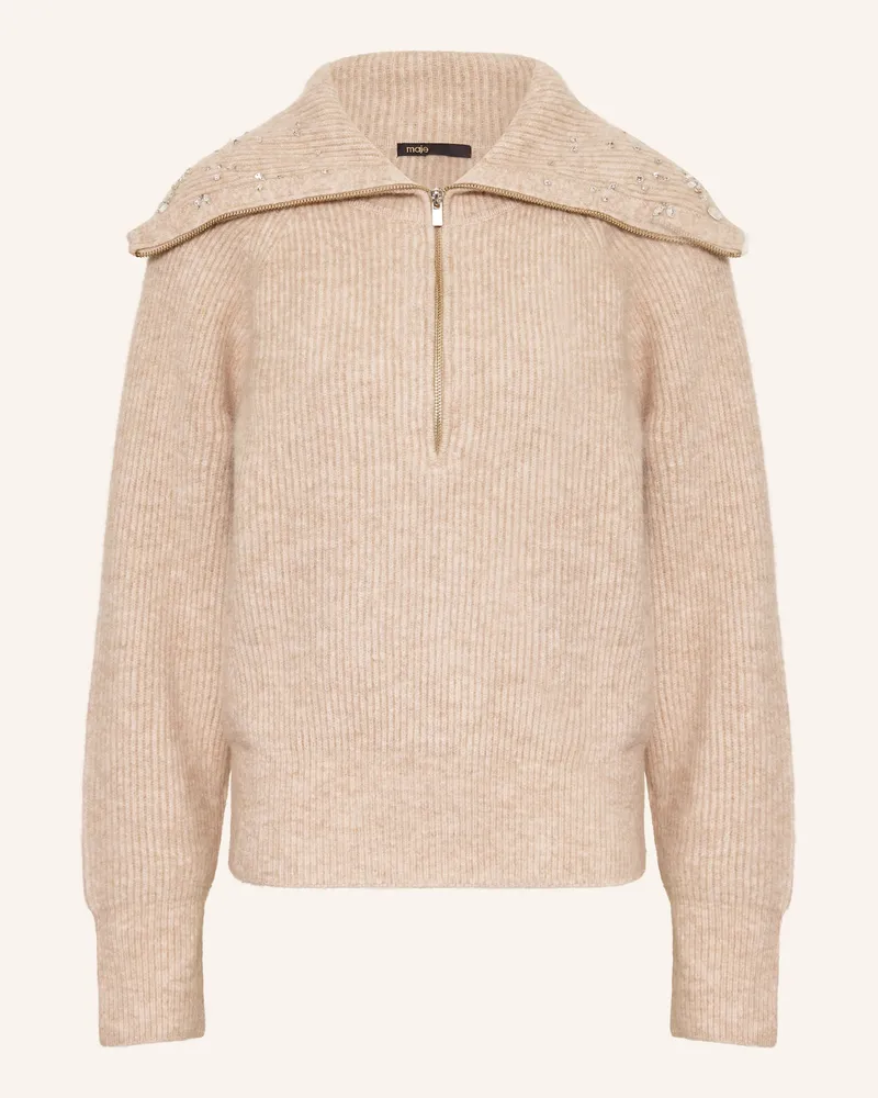 Maje Troyer mit Schmucksteinen Beige