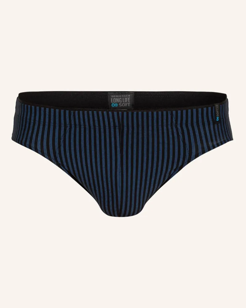Schiesser Slip Long Life Soft blau Dunkelblau