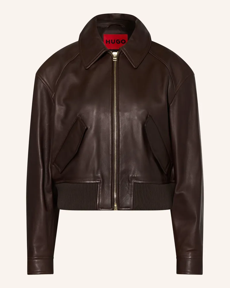 HUGO BOSS Lederjacke Laceila braun Dunkelbraun