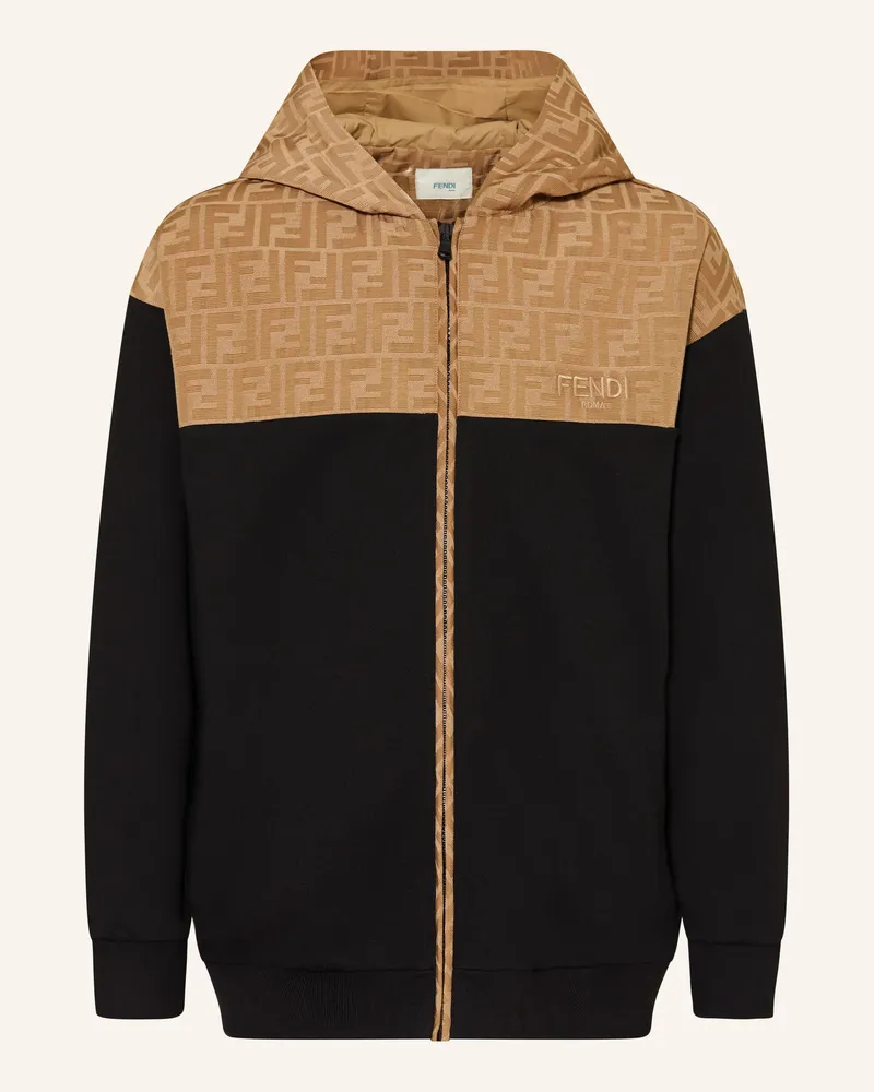 Fendi Sweatjacke Im Materialmix schwarz Schwarz