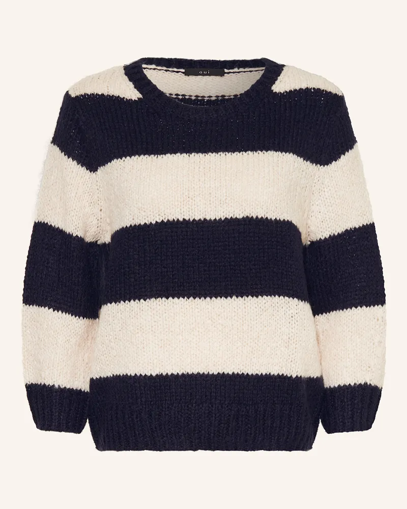 Oui  Pullover ESMY mit 3/4-Arm Dunkelblau