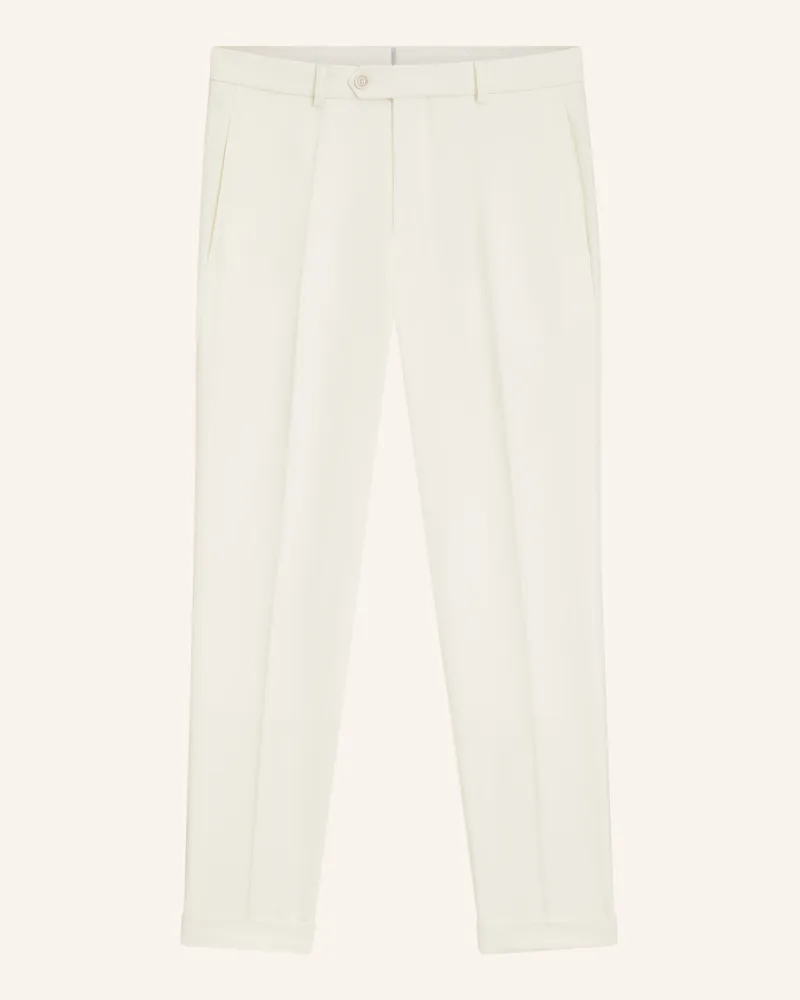 HUGO BOSS Business Hose L-Peet-Flat-253 Tapered Fit beige Weiss