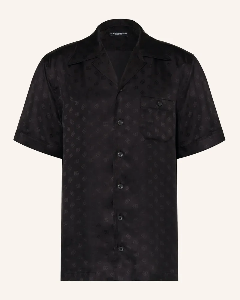 Dolce & Gabbana Resorthemd Comfort Fit aus Seide Schwarz