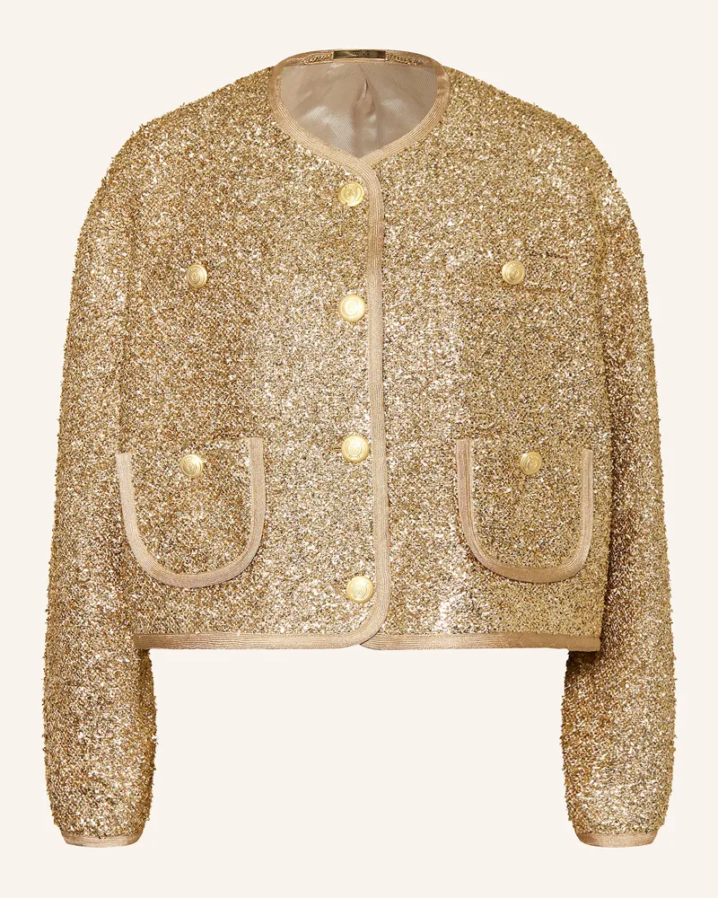 NVSCO 2107 Kastenjacke mit Glitzergarn Beige
