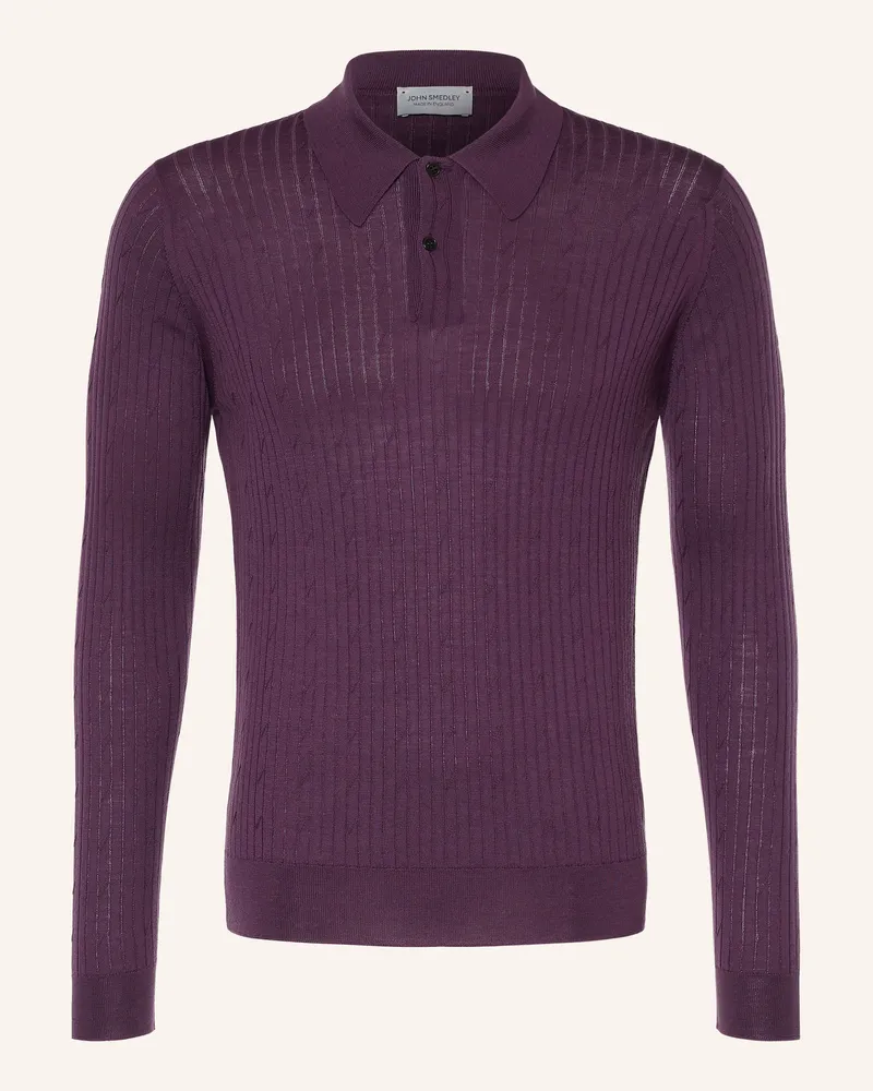 John Smedley Strick-Poloshirt Hodson Aus Merinowolle lila Dunkellila