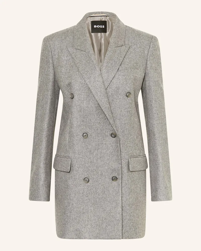 HUGO BOSS Longblazer JUKANA aus Flanell Hellgrau
