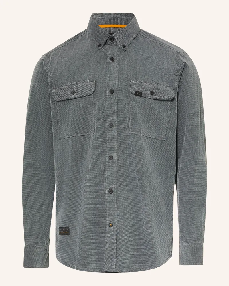 Camel Active Samt-Overshirt blau Hellgrau