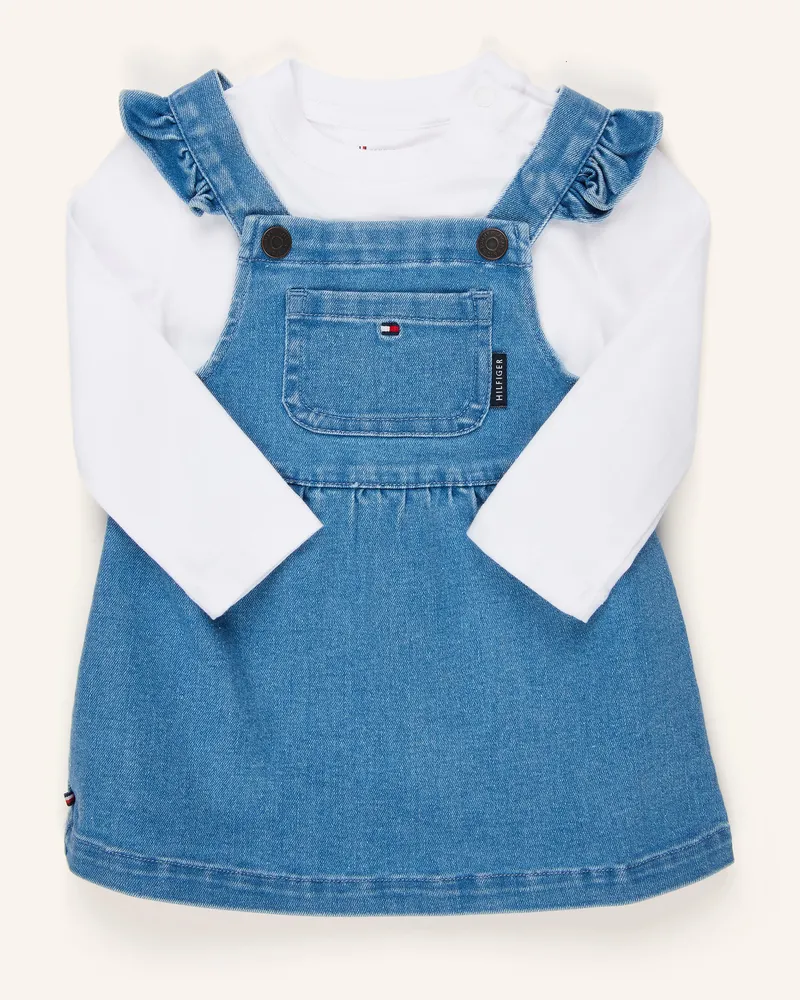 Tommy Hilfiger Set: Jeans-Latzkleid und Longsleeve Blau