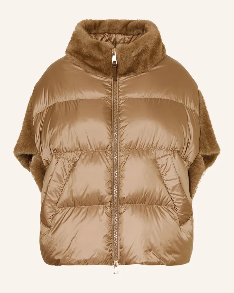 Mabrun Daunenweste Francesca Mit Kunstfell beige Camel