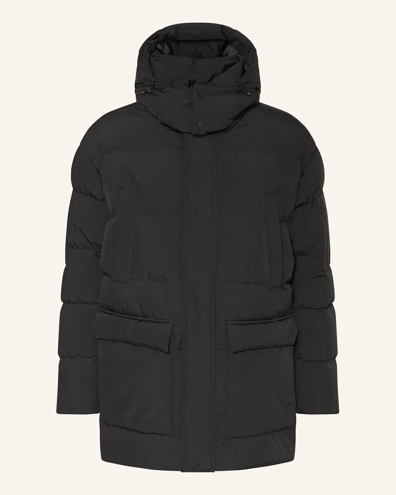 Herno Daunenparka mit abnehmbarer Kapuze Schwarz