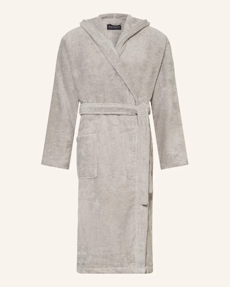 Marc O'Polo Herren-Bademantel Mit Kapuze grau Grau