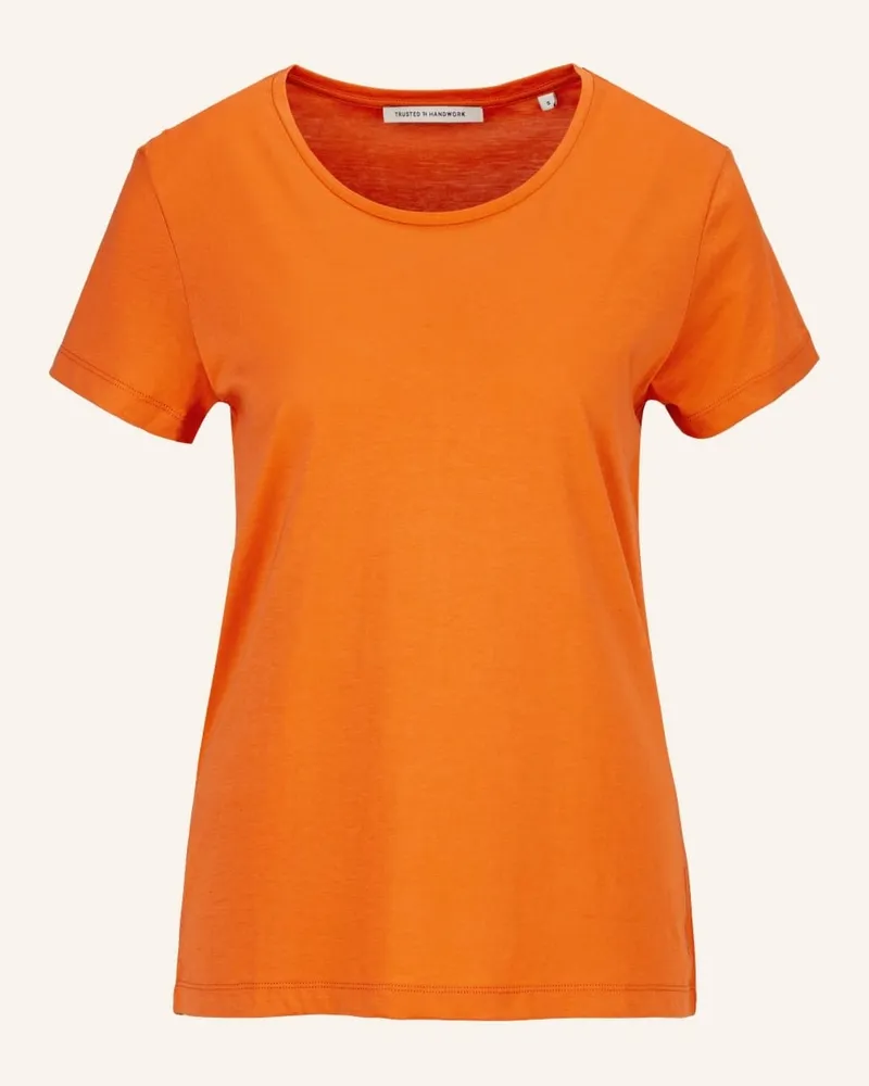 Trusted Handwork Round Neck 1/2-Sleeve T-Shirt Orange