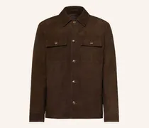 Leder-Overshirt braun