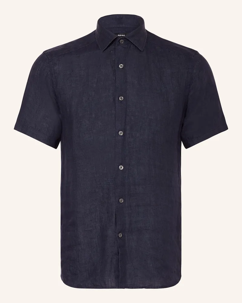 Reiss Kurzarm-Hemd HOLIDAY Slim Fit aus Leinen Dunkelblau