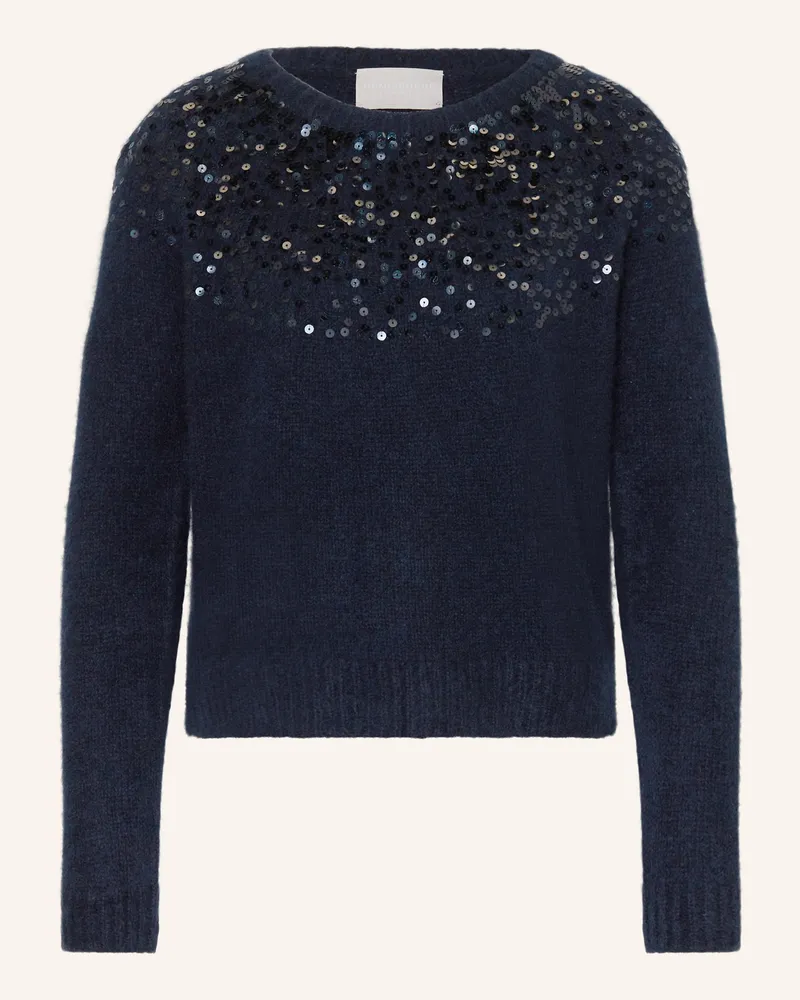 hemisphere Pullover Mit Cashmere Und Pailletten blau Dunkelblau