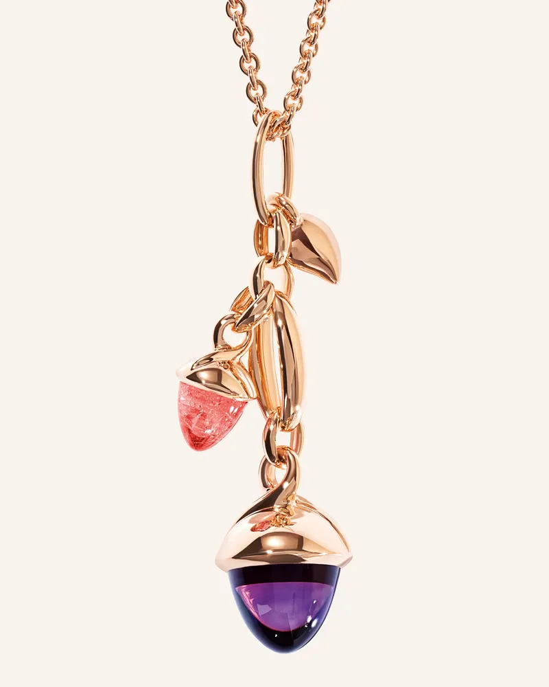TAMARA COMOLLI Ohrringe OHRRINGE MIKADO DANGLING 2 ACORNS - 'WILDBERRY' 18K Roségold Roségold
