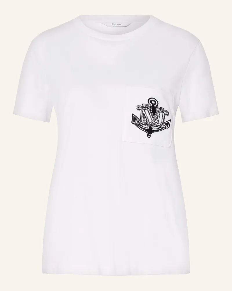 Max Mara T-Shirt ACACIA mit Schmucksteinen Weiss