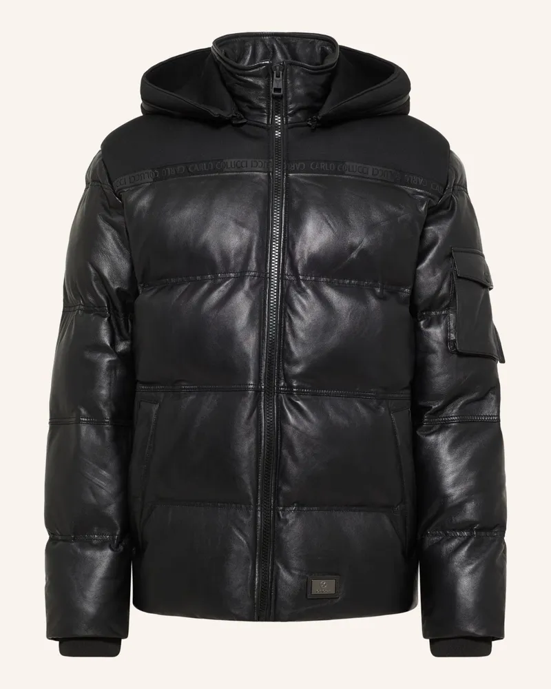 Carlo Colucci Leder Puffer Jacke FACCHINETTI Schwarz