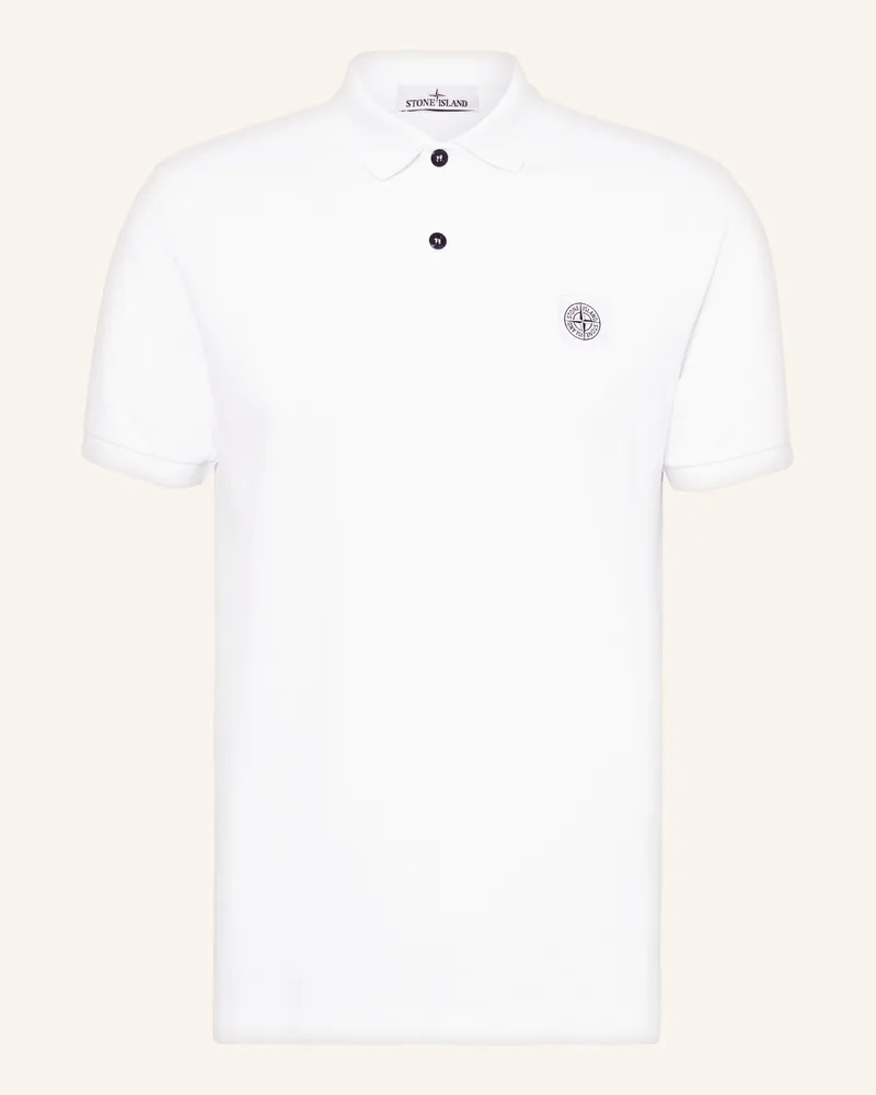 Stone Island Piqué-Poloshirt Regular Fit Weiss