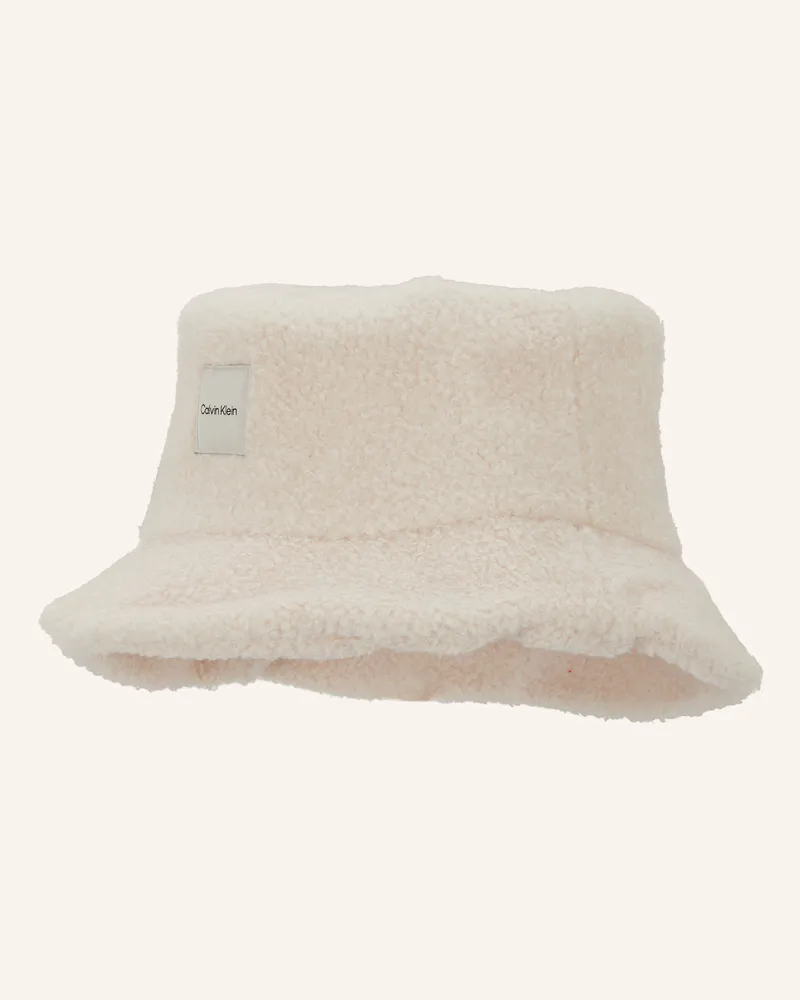 Calvin Klein Bucket-Hat aus Bouclé Ecru