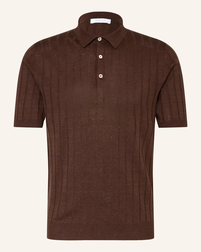 Boglioli Strick-Poloshirt braun Dunkelbraun