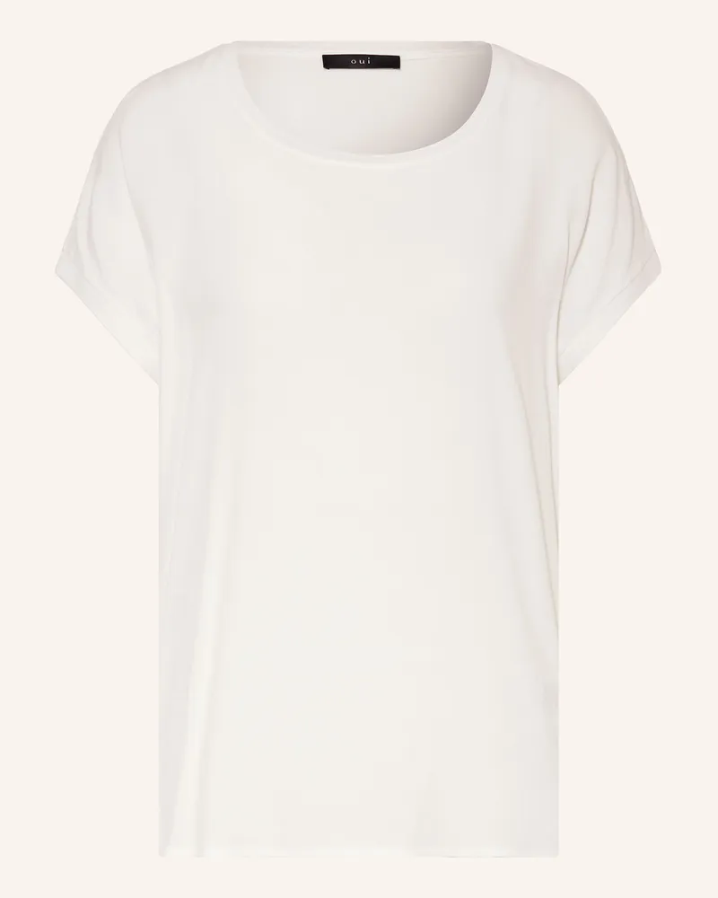 Oui  Blusenshirt im Materialmix Weiss
