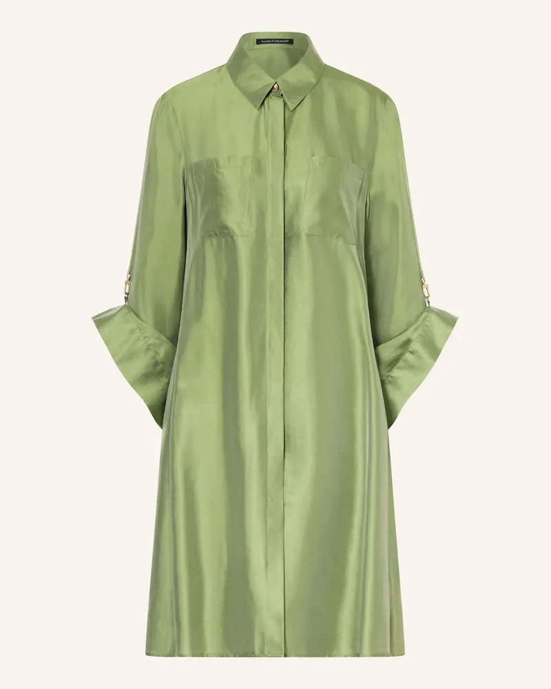 Luisa Cerano Hemdblusenkleid Aus Satin gruen Grün