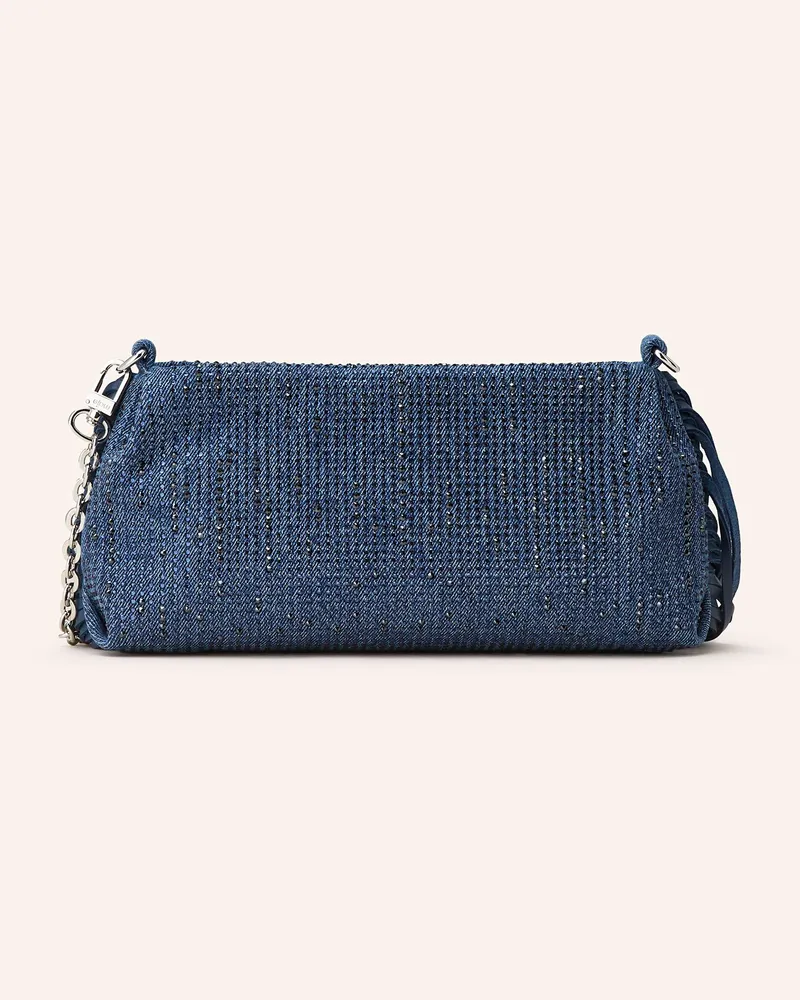 Maje Clutch mit Schmucksteinen Blau