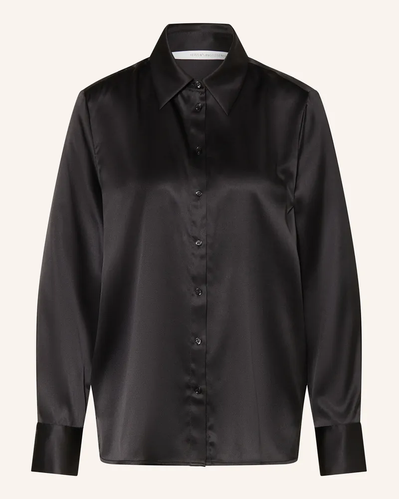 Herzen's Angelegenheit Hemdbluse aus Seide Schwarz