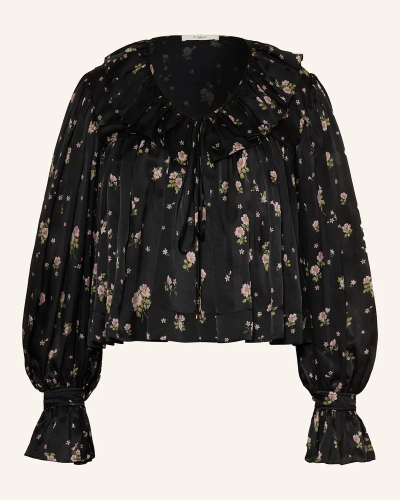 Chloé Blusenshirt Aus Seide Mit Rüschen schwarz Schwarz