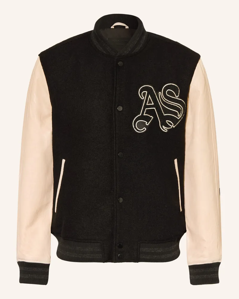 AllSaints College-Jacke Holloway Im Materialmix schwarz Schwarz