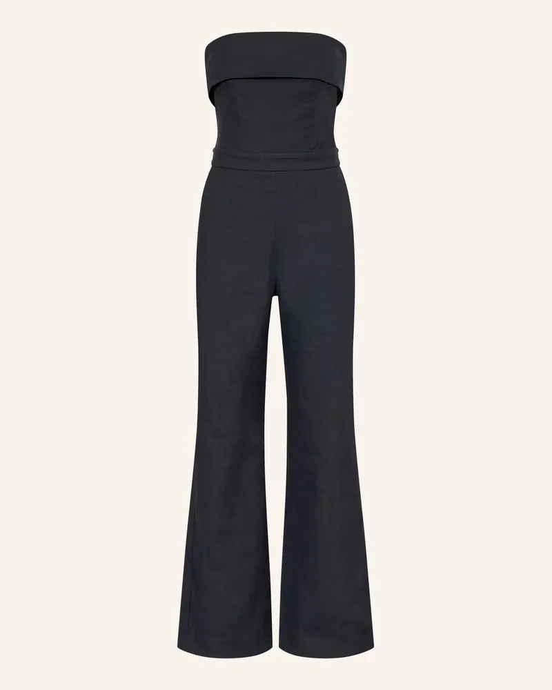 ba&sh Off-Shoulder-Jumpsuit CENELIA mit Leinen Dunkelblau