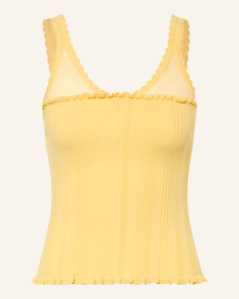 Claudie Pierlot Stricktop mit Rüschen Gelb