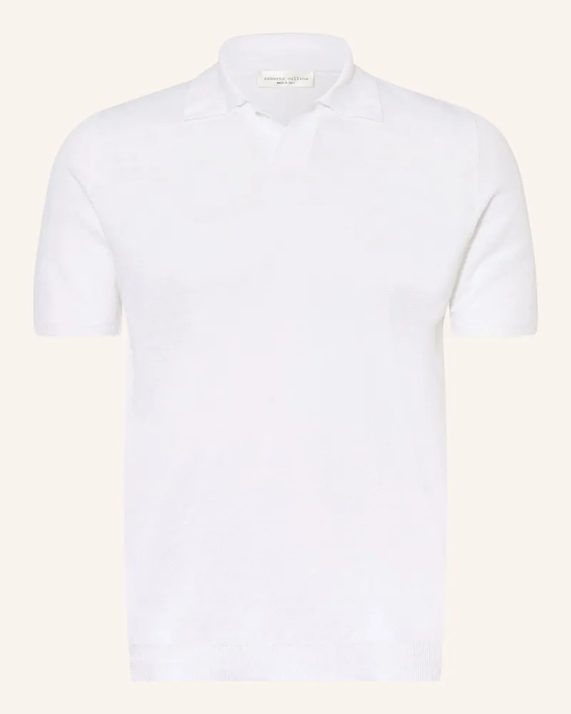 Roberto Collina Strick-Poloshirt aus Leinen Weiss