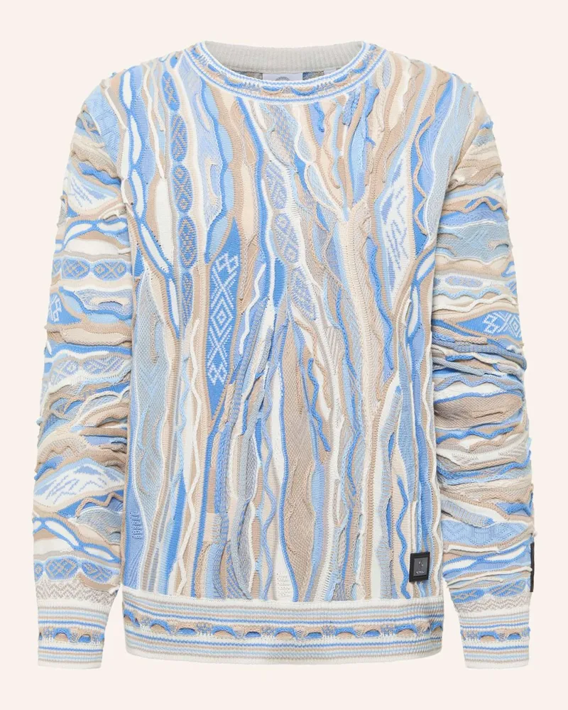 Carlo Colucci Jacquard Strickpullover FANTI Hellblau