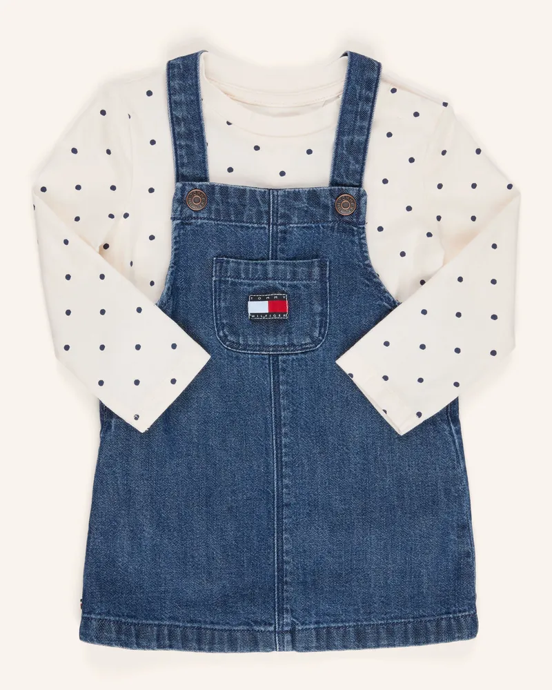 Tommy Hilfiger Set Pinafore: Longsleeve Und Jeanskleid blau Blau
