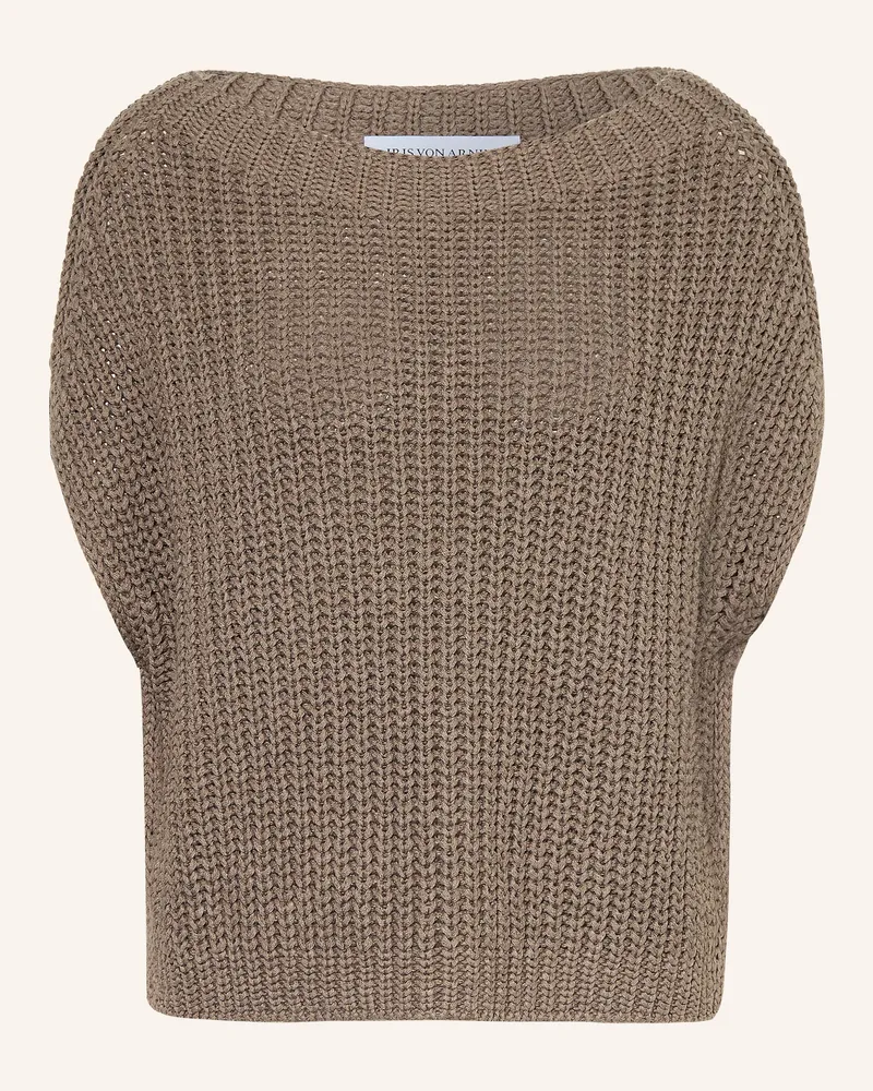 Iris von Arnim Strickshirt AVELIN mit Leinen und Seide Taupe