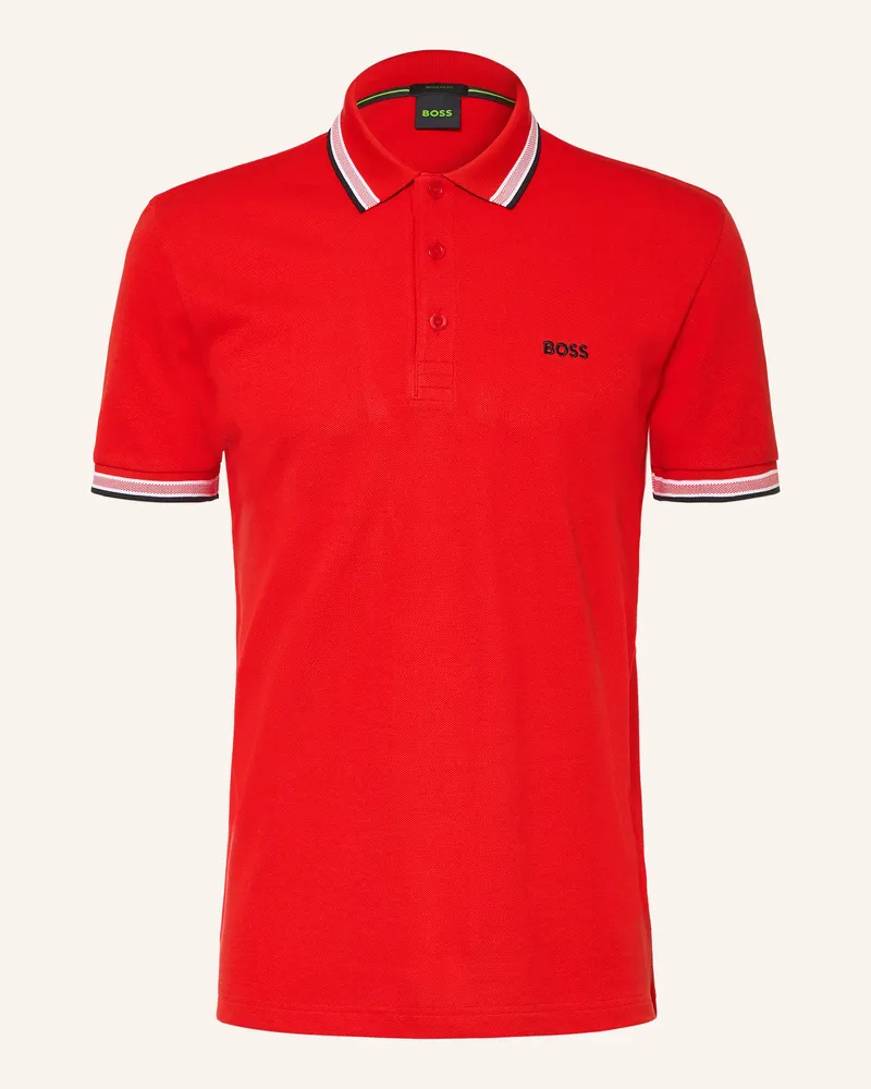 HUGO BOSS Piqué-Poloshirt Paddy Curved Regular Fit rot Rot