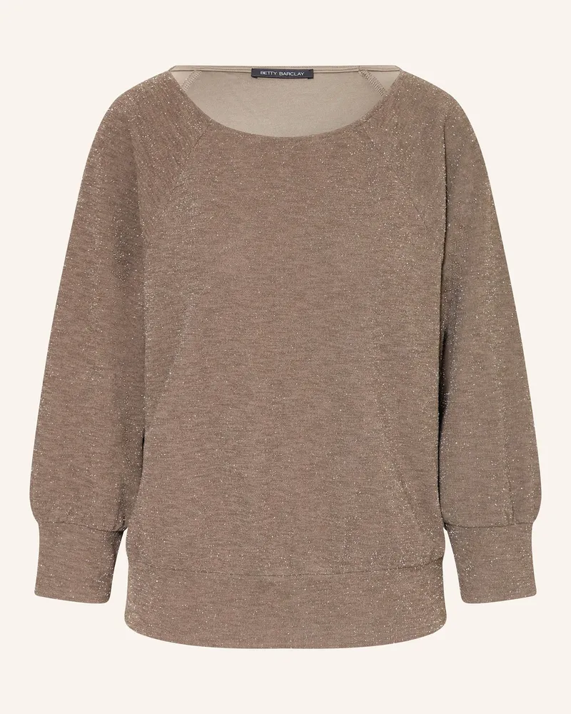 Betty Barclay Pullover mit 3/4-Arm und Glitzergarn Dunkelbraun