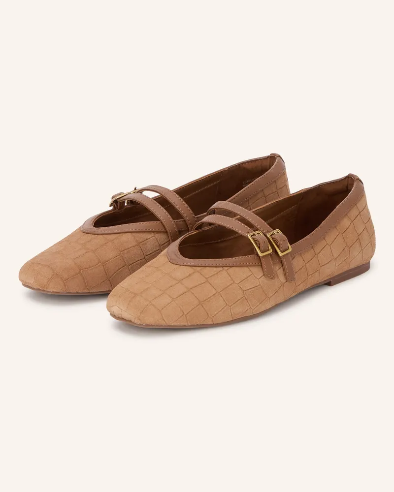 Reiss Mary-Jane-Ballerinas Eliza beige Cognac