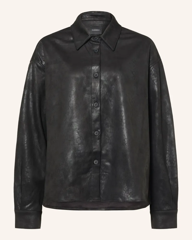 Elias Rumelis Oversized-Hemdbluse Belli In Lederoptik schwarz Schwarz