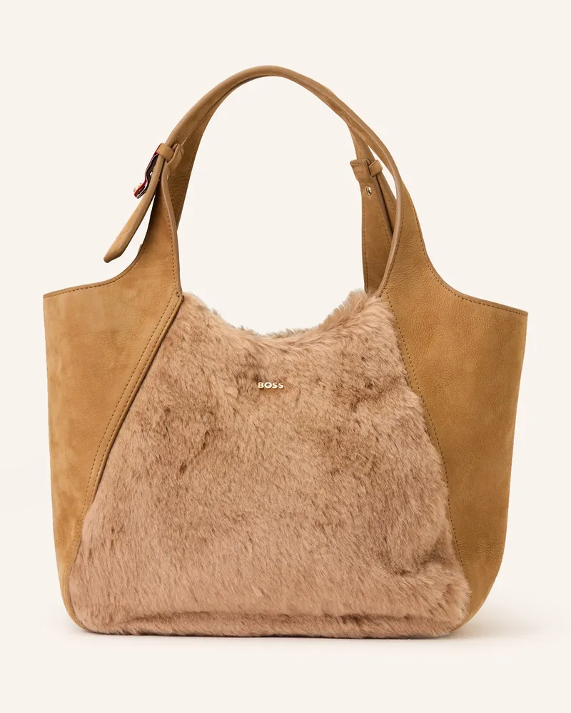 HUGO BOSS Shopper LENAH mit Kunstfell Camel